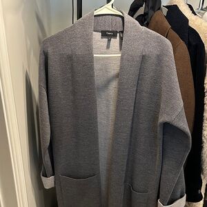 Theory Charcoal Open Front Cardigan